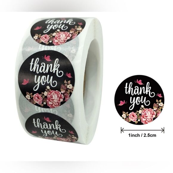 Thank You Stickers Gifts Packaging Sealing Labels Stationery Sticker 1" round - Picture 2 of 3